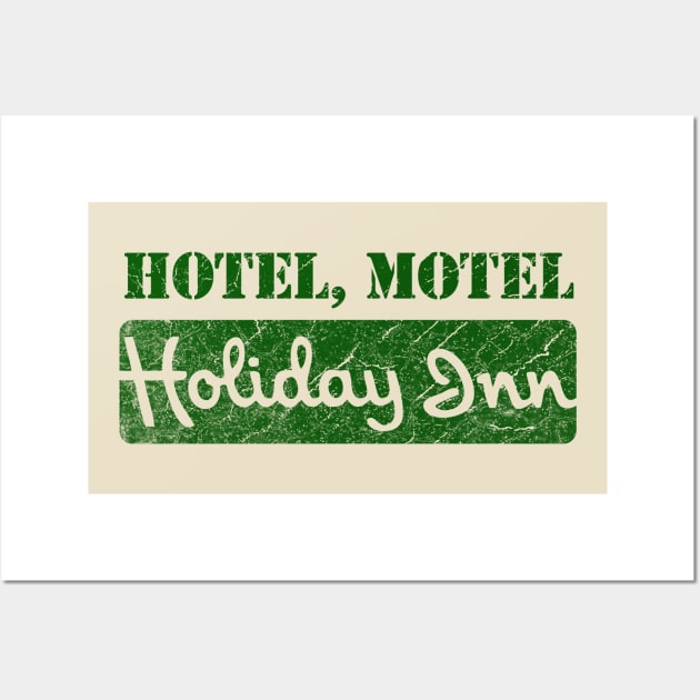 holiday inn - hotel, motel - vintage look - green solid style Wall Art by Loreatees